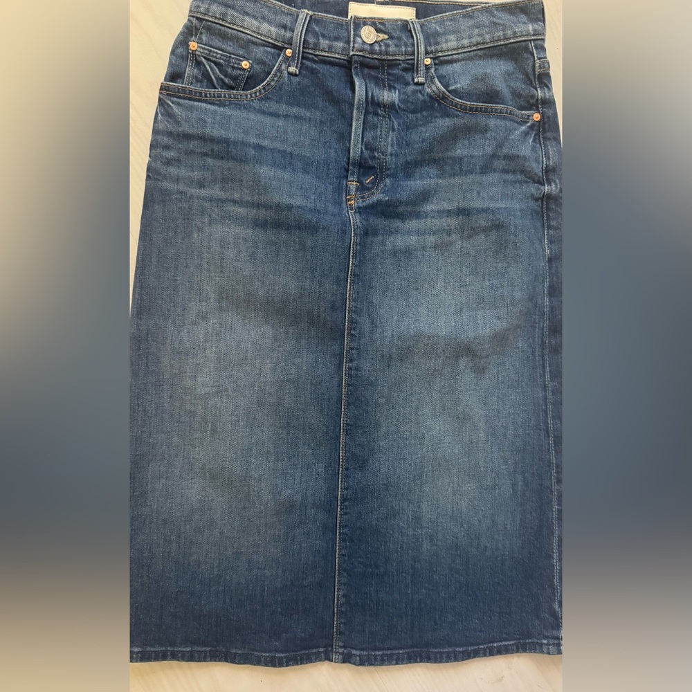 MOTHER Blue Denim Midi Skirt sample new no tag 26
